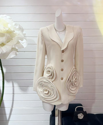 Scented Suit Dress 2025 Spring And Summer Single Row Buckle Large Three-Dimensional Flowers High-End Temperament Dress Dress Skirt